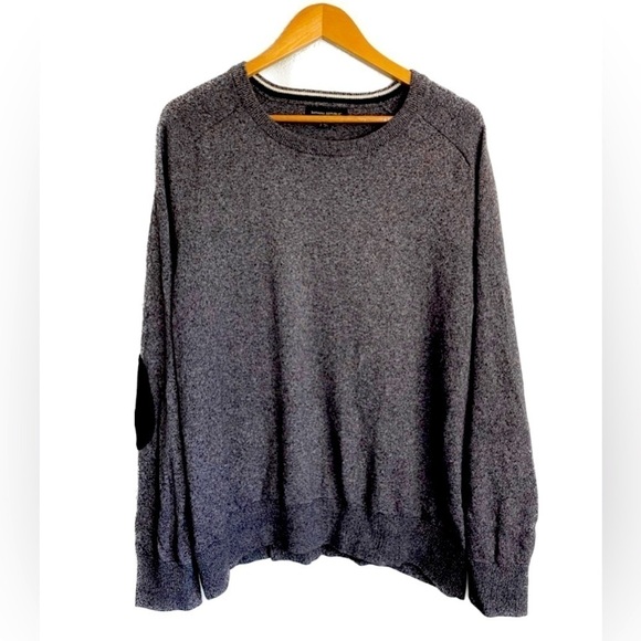 Banana Republic 100% Cotton Grey Pullover Crewneck Sweater Elbow Patches XXL - Picture 1 of 10